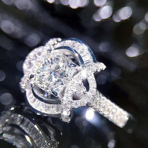 Solid 18K White Gold Center 1ct 6mm Cushion Brilliant Cut Moissanite Halo Ring Luxury Ring For Women Engagment Ring