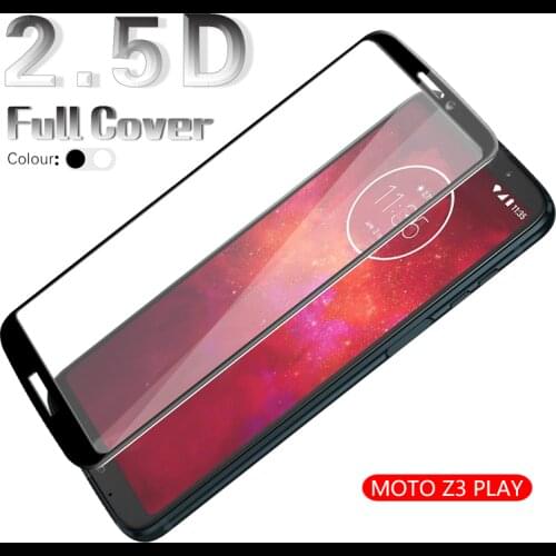 2.5D Edge Anti-Scratch Full Coverage Tempered Glass For MOTO Z3 PLAY Clear Glass Film Screen Protector White&Black+Cleaning Kits