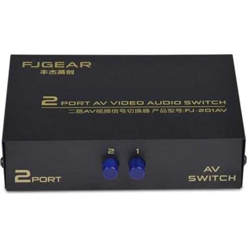 2 Port AV RCA Switch 2 in 1 out Composite Video L/R Selector Box for DVD Player