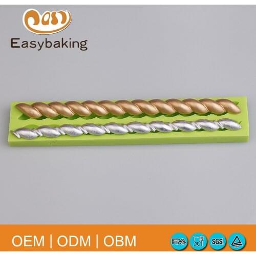 3 Cavity strip shape DIY handmade fondant cake mold silicon decoration mold for cake and chocolate