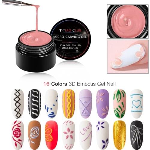 Mtssii 3D Emboss Carving Painting Nail Gel Polish Paste Soak Off UV LED Micro-carving Gel Lacquer Varnish Esmalte Nail Art Tips