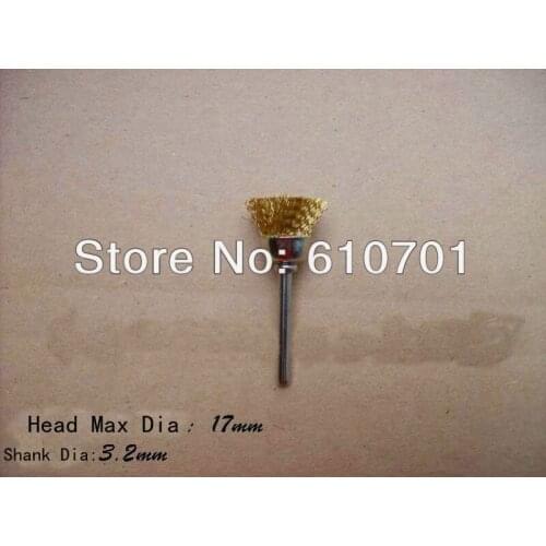 5PCS Bowl/Cup Shape 17mm End Brass Wire Brush 3.2mm mandrel For Rotary Tools Electric Grinder