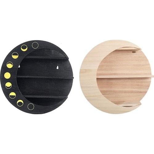 94PF Moon Shape Wall Shelf 3 Tier Crescent Phase Display Shelves Wall Decor Hanging