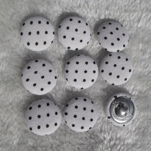 Free shipping 100pcs/lot 20mm 2cm diy polka dot print cloth handmade button cloth covered buttons component with shank E232