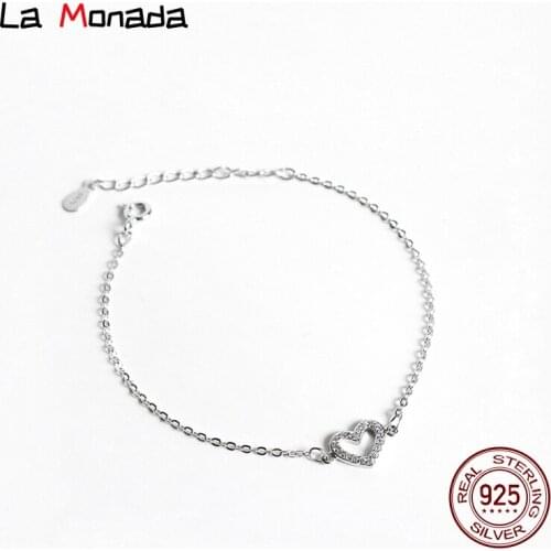 17cm+3cm Silver Bracelet For Women Silver 925 Jewelry Hollow Heart Fashion Chain Bracelets Female Girls Korean Minimalist