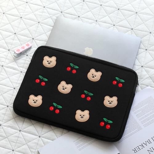 Tablet case Cute cartoon INS cute bear embroidery hand holding tablet ipad laptop 11/13/15 inch inner bag for Galaxy Tab S7
