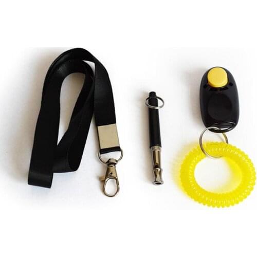 DHL 100set 3 in 1 Ultrasonic Dog Whistle+Adjustable Pet Training Clicker+Free Lanyard Set Pet Dog Training Supplies SN941