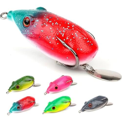 DONQL 1pcs 6cm/13g Silkworm Frog Shape Fishing Lure 5 Color Silicone Material Soft High Gloss Sequins High Carbon Hook Strong