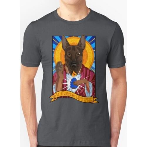 St. Malinois Short-Sleeve T-Shirt Summer Men Streetswear T Shirt Belgian Shepherd Belgian Malinois Malinois Mechelse Herder