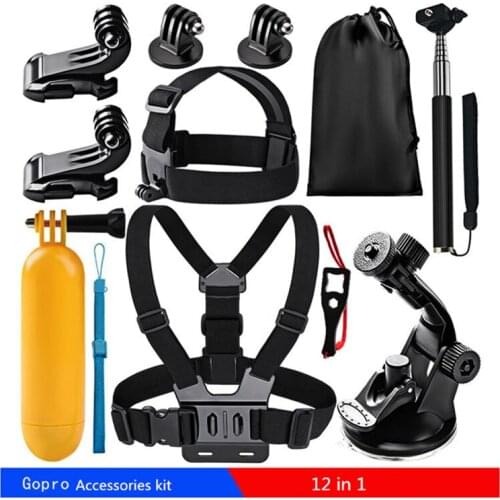 Gopro Accessories Kit Set for Gopro Hero 9 8 7 6 5 4 Sport Camera Chest Strap+Selfie Stick+Buoyancy Rod+J-hook For Go Pro 5 6 7