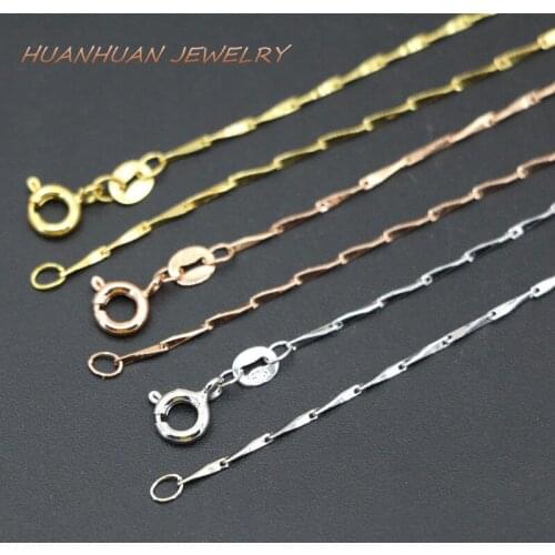 Copper Stainless Steel Link Necklace 3 Colors Fashion Women 1mm Chain Jewelry Necklaces Chains Engagement Jewelry 18inch B3382