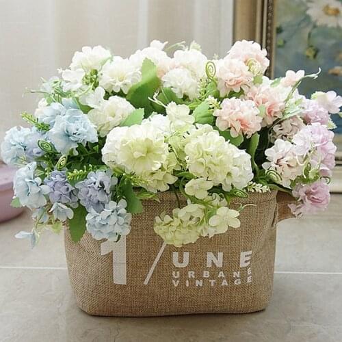 Mini 5 Branch Artificial Flower Bouquet Pompom Spring Lucky Ball Decor For Wedding Home Landscape Christmas Gift Silk Flower