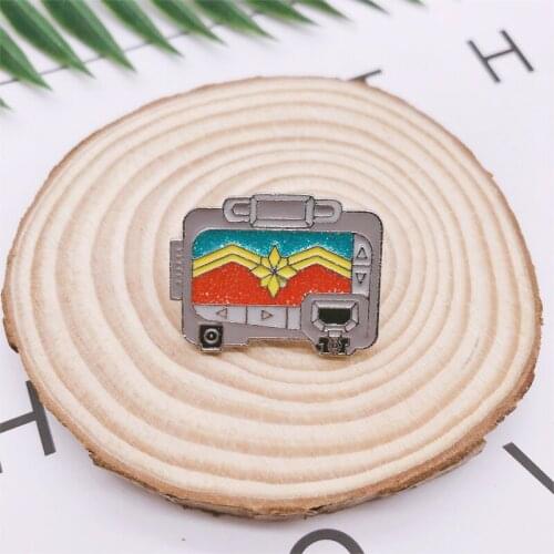 Cartoon Fun Grey Geometry Square Luggage Enamel Brooch Alloy Badge Denim Clothes Bag Pin Cute Sweet Jewelry Gift For Kid