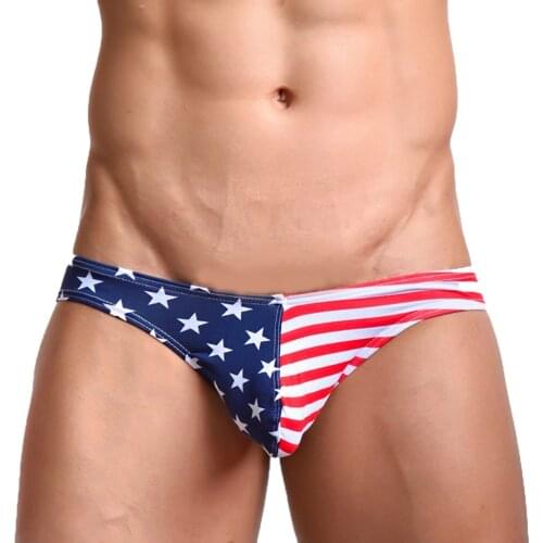 Mens Underwear American Flag Stars Stripes Patchwork Briefs Underpants Elastic Comfortable Breathable Underwear Free Shipping