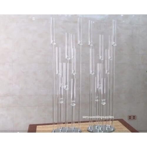 6pcs)10 heads wedding market wholesale clear crystal acrylic candelabra centerpiece senyu2209