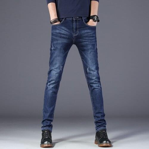 2019 spring and summer new mens jeans fashion stretch slim denim trousers high quality comfortable mens tight cotton jeans