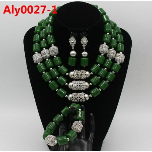 New Fashion Jewelry Nigeria Dubai Gold African Beads Jewelry Wedding Jewelry Sets Party Crystal Necklace Earrings Set Aly0027-1