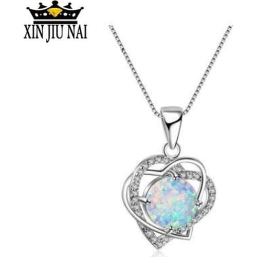 Blue Opal Diamond Necklace sell well Boutique Pendant ewelry Lady Silver Accessories Valentines Day Gift silver 925 jewelry