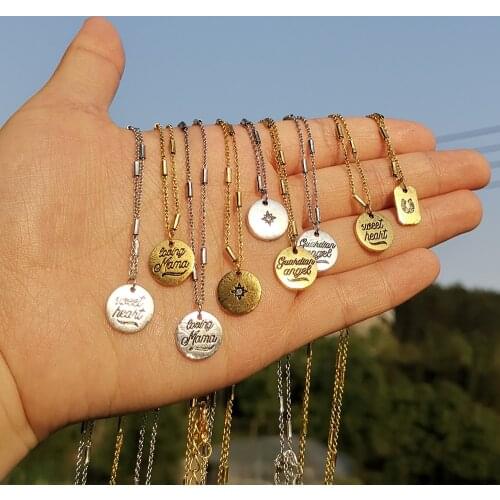 Lost Lady Trendy Round Coins Letters Pendant Necklaces Vintage Gold Color Alloy Necklaces for Women Party Jewelry Gift Wholesale