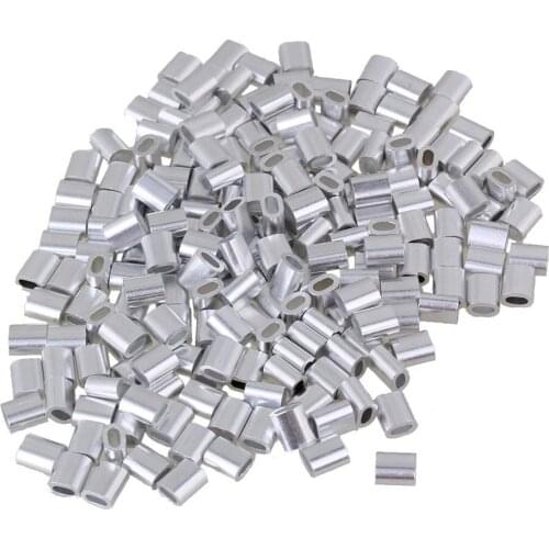 2mm Sliver Aluminum Wire Rope Clip Sleeves Clamps Crimping Loop Oval Shape for M2 Wire Rope Pack of 500