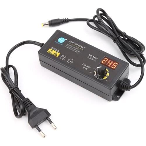 Adjustable Power Adapter With Voltage Digital Display Screen 3V-12V 5A EU Plug