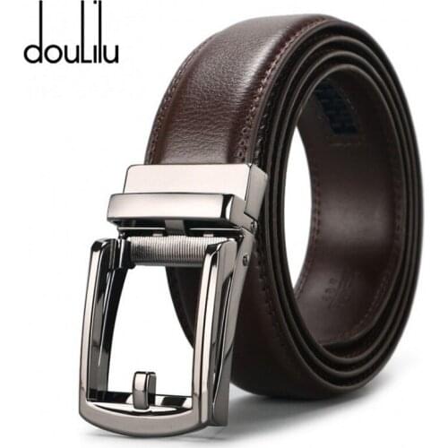 Doulilu Top quality cow genuine leather mens belt cowhide strap for male automatic buckle belts for men alloy buckle belt