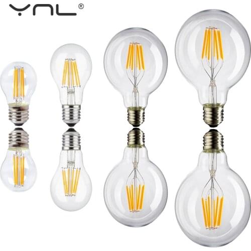 Retro Vintage Antique 220V LED Filament Light E27 LED Bulb G45 G80 G95 A60 Glass Bulb Lamp 2W 4W 6W 8W Warm White Edison Bulb