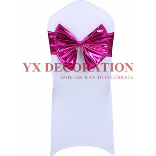 Luxury Metallic Lycra Band Spandex Chair Cover Tie Bow For Hotel Banquet Wedding Party Ceremony Decoration