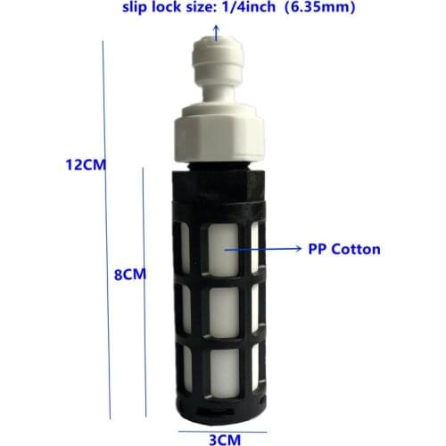 S066 Self-suction head slip lock 1/4inch connector auto water absorption water inlet inline filter for misting system