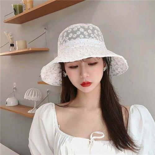 Sun Hat Floral Print Sun Protection Lace Women Fisherman Hat for Outdoor