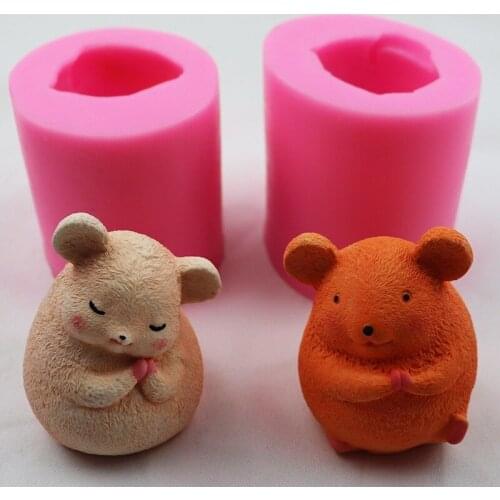 Q Version Cute Mouse Fondant Silicone Mold DIY Handmade Cake Decoration Rat Year Glue Mold