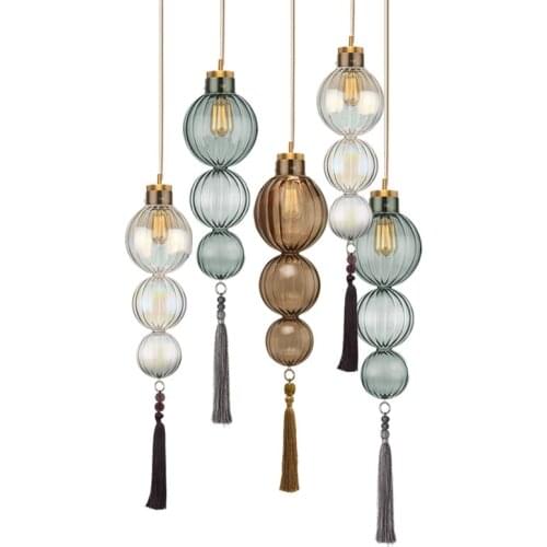 Modern new Chinese pendant lights creative gourd living room dining room lamp bedroom bedside villa hotel pendant lamp glass