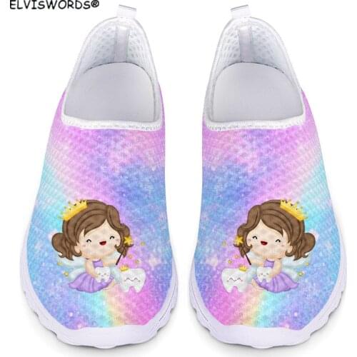 ELVISWORDS Cute Angel Baby Prints Ladies Comfortable Walking Shoes Casual Womens Non-slip Flats Shoes Woman Summer Lazy Shoes