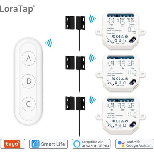 Tuya Smart Life WiFi Garage Door Controller Opener with 3-Button RF Remote Voice Control Alexa Amazon Google Home No Hub Needed