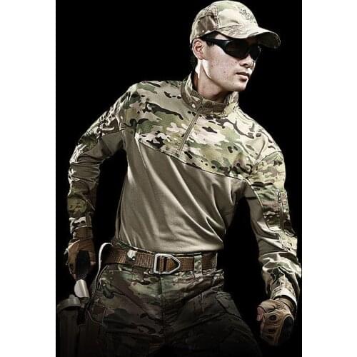 Outdoor Tactical Flag Clothing Mens Military Climbing Hiking Camouflage Shirt Camping Training Quick Dry Breathable Elastic Top