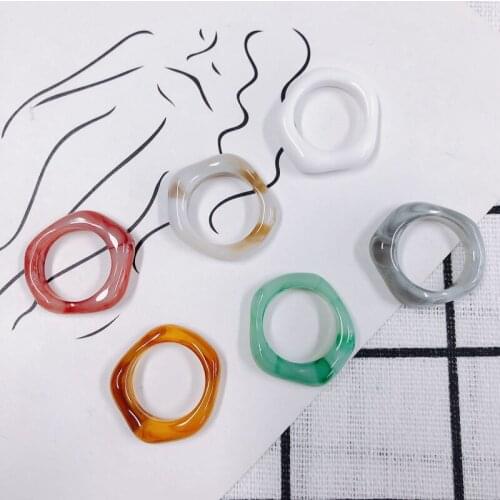 DIY jewelry accessories wholesale fun small fresh geometric irregular resin colorful ring finger ring material accessories