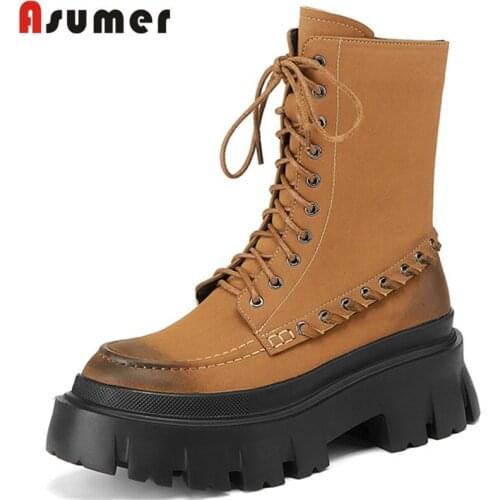 ASUMER 2022 New Arrival Fashion Hot Sale Ankle Boots Comfortable With Fur Women Winter Boots Zipper Genuine Leather Thick Sole