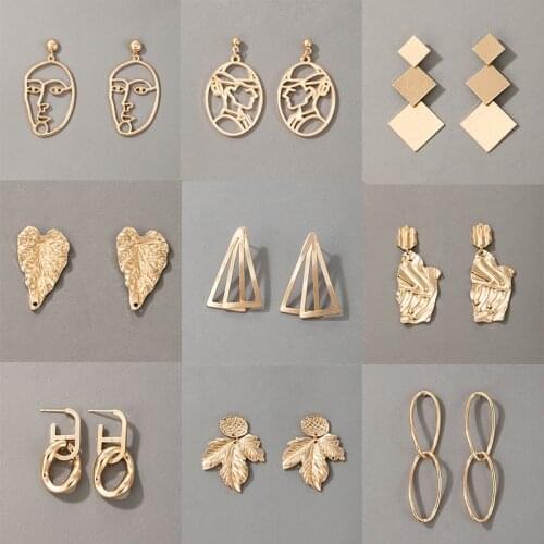 HuaTang Vintage Gold Color Irregular Earrings for Women Punk Exaggerated Hollow Drop Earrings Fashion Jewelry Party Gift серьги