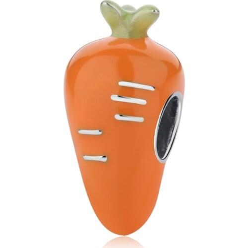 New Original 925 Sterling Silver Bead Cute Carrot Charm Fit Pandora Bracelet Necklace DIY Women Jewelry