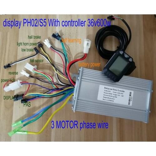 LCD Display S5+Thumb Throttle Shifter+36v48v60v500w600w 12Mosfet Controller for Electric Scooter MTB ATV Parts Ebike Accessary