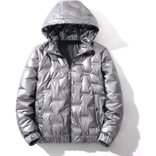 Winter Duck Down Jacket Mens Couple Discoloration Shiny Down Jacket For Male Hip Hop Detachable Bright Thickened Warm Coat