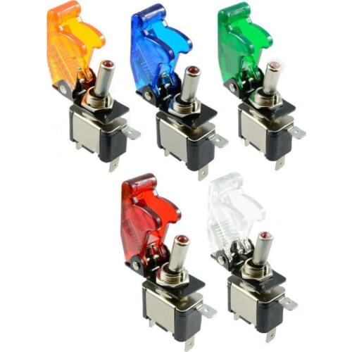 12V 20A Car Dash Toggle SPST ON-OFF Illuminated LED Flip Up Cover Flick Switch Accessories