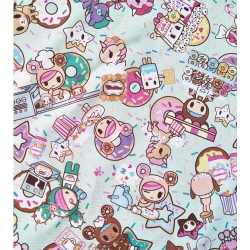 148cm Width Cartoon Unicorn Donuts Printed Canvas Fabric For Cushion Cover/Diy Handbag/Slipcover/Curtain DIY Sewing