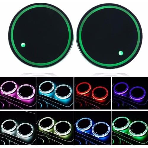 JXLCLYL 2pcs Car USB LED Cup Bottle Holder Bottom Pad Atmosphere Light Purple