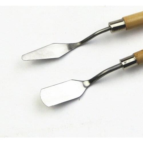 2Pcs/Set Palette Knife Set Stainless Steel Paint Mixing Scraper Art Oil Scraper Oil Painting Shovel Palette Baking Pastry Tool