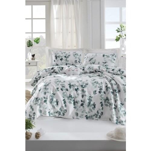 2021 PIQUE Set Turkish Cotton With Pillowcase Bedspread Sets Bed Linen Sheet Modern For Summer Full Size Duvet Cover Green White
