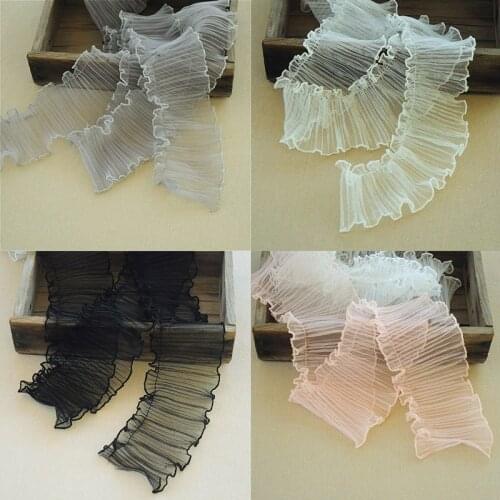 5 meters 10cm wide Ruffle Lace Fabric Handmade DIY Material Wedding Dress Clothing Accessories Lace Trim