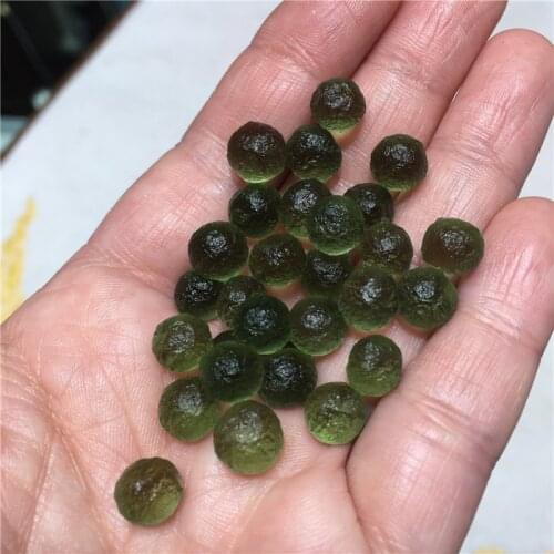 6pcs/lot Natural Moldavite Czech Meteorite Impact Glass Beads Rough Stone Crystal Energy Stone