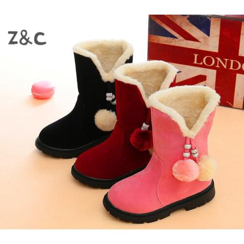 Girls Boots Princess Winter Boots 2020 Autumn New Model of Kids Plus Velvet Fabric Snow Childrens High-Roller Shoes Catoon