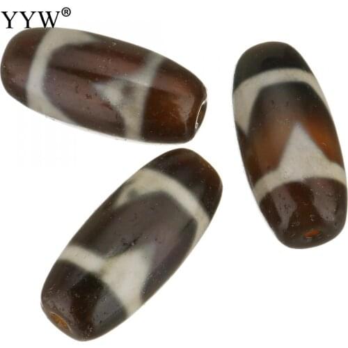 YYW 1pcs Natural Tibetan Agate Onyx Dzi Beads 14x30x14mm DIY Necklace Bracelet Luxury Gift Jewelry Accessories Tibetan Dzi Beads